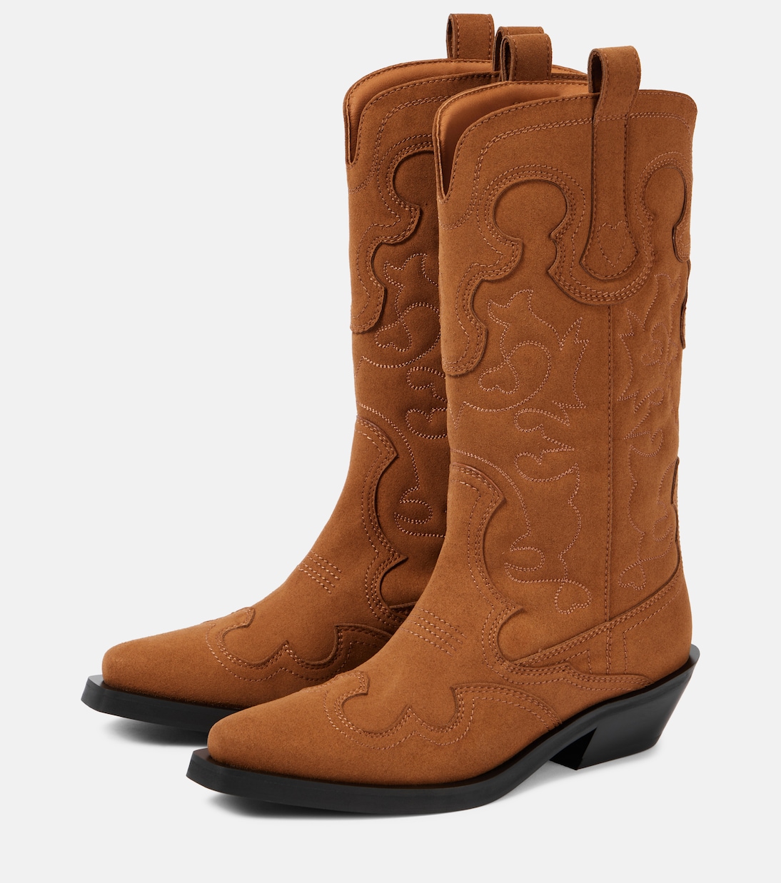 Bestickte Westernstiefel aus Lederimitat | Ganni