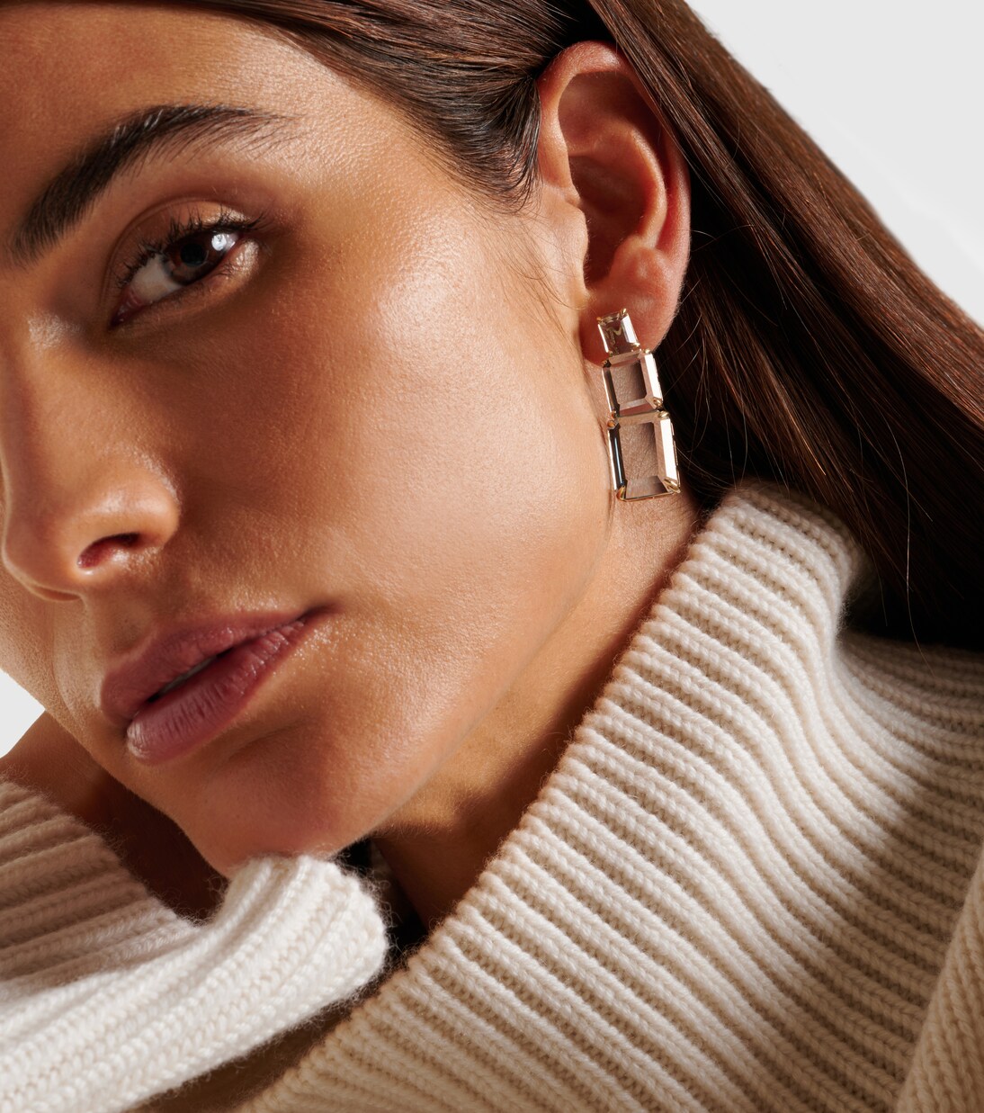 Arithmetic Composition 14kt gold drop earrings with topaz | Mateo