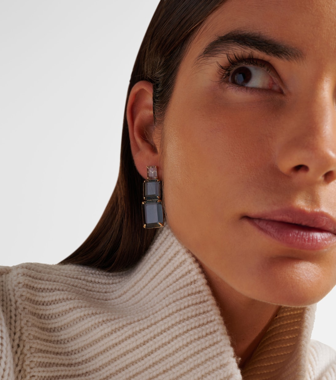 Arithmetic Composition 14kt gold drop earrings with topaz | Mateo