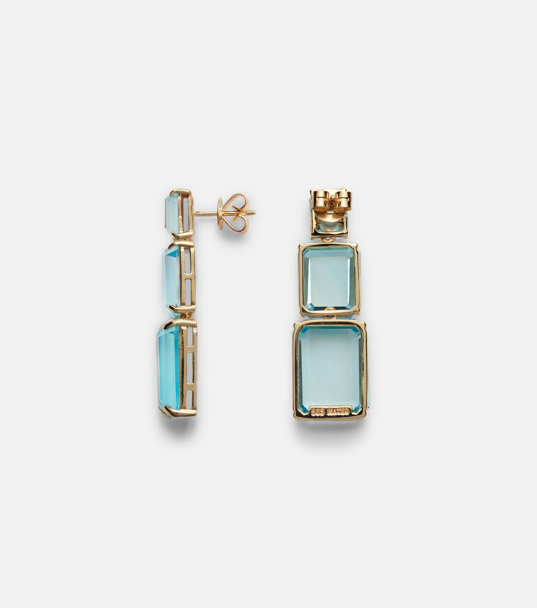 Arithmetic Composition 14kt gold drop earrings with topaz | Mateo