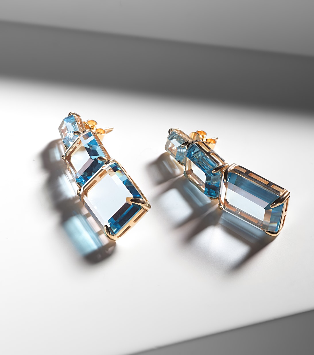 Arithmetic Composition 14kt gold drop earrings with topaz | Mateo