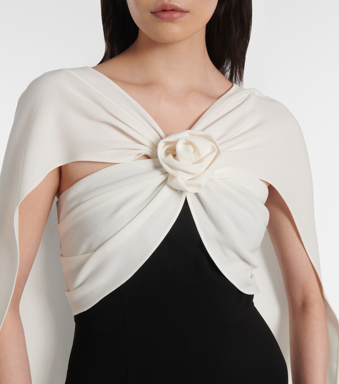 Caped floral-appliqué cady gown | Roland Mouret