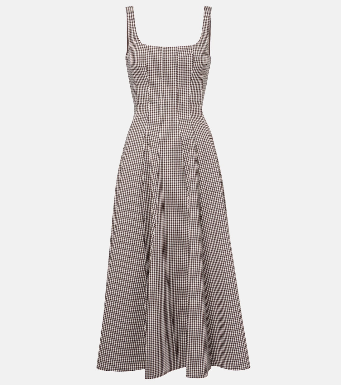 Robe midi Wells à carreaux | Staud