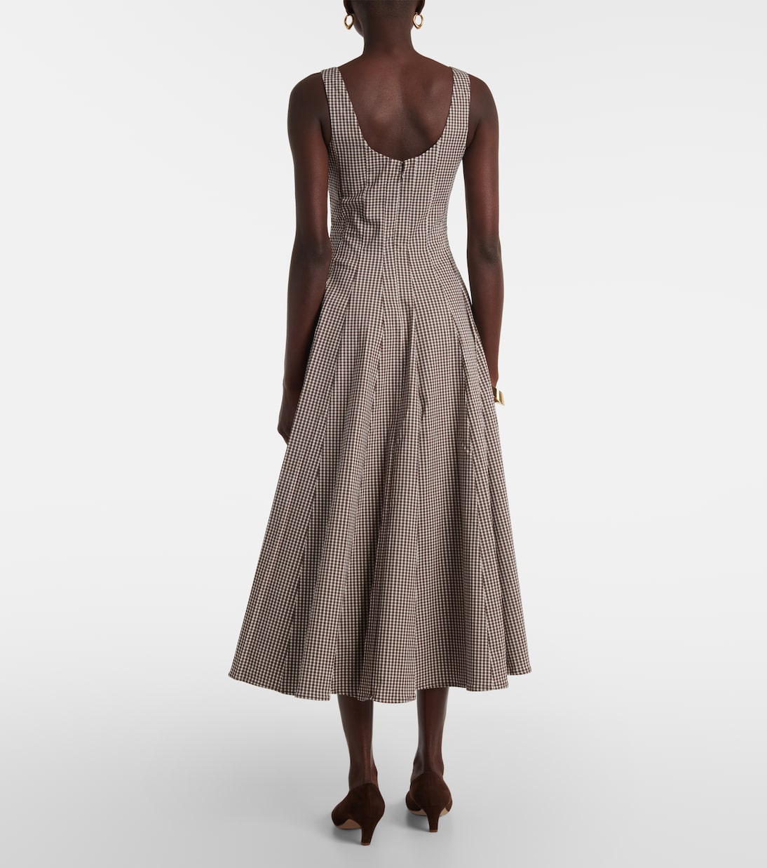 Robe midi Wells à carreaux | Staud