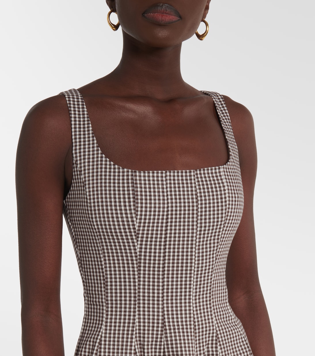 Robe midi Wells à carreaux | Staud