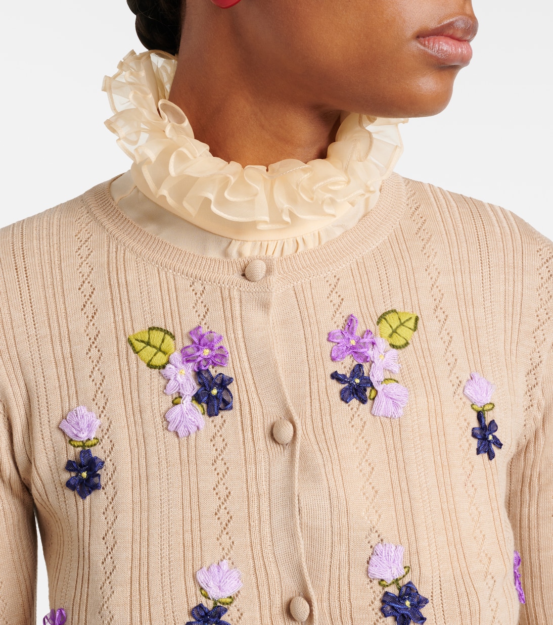 Embroidered virgin wool cardigan | Valentino