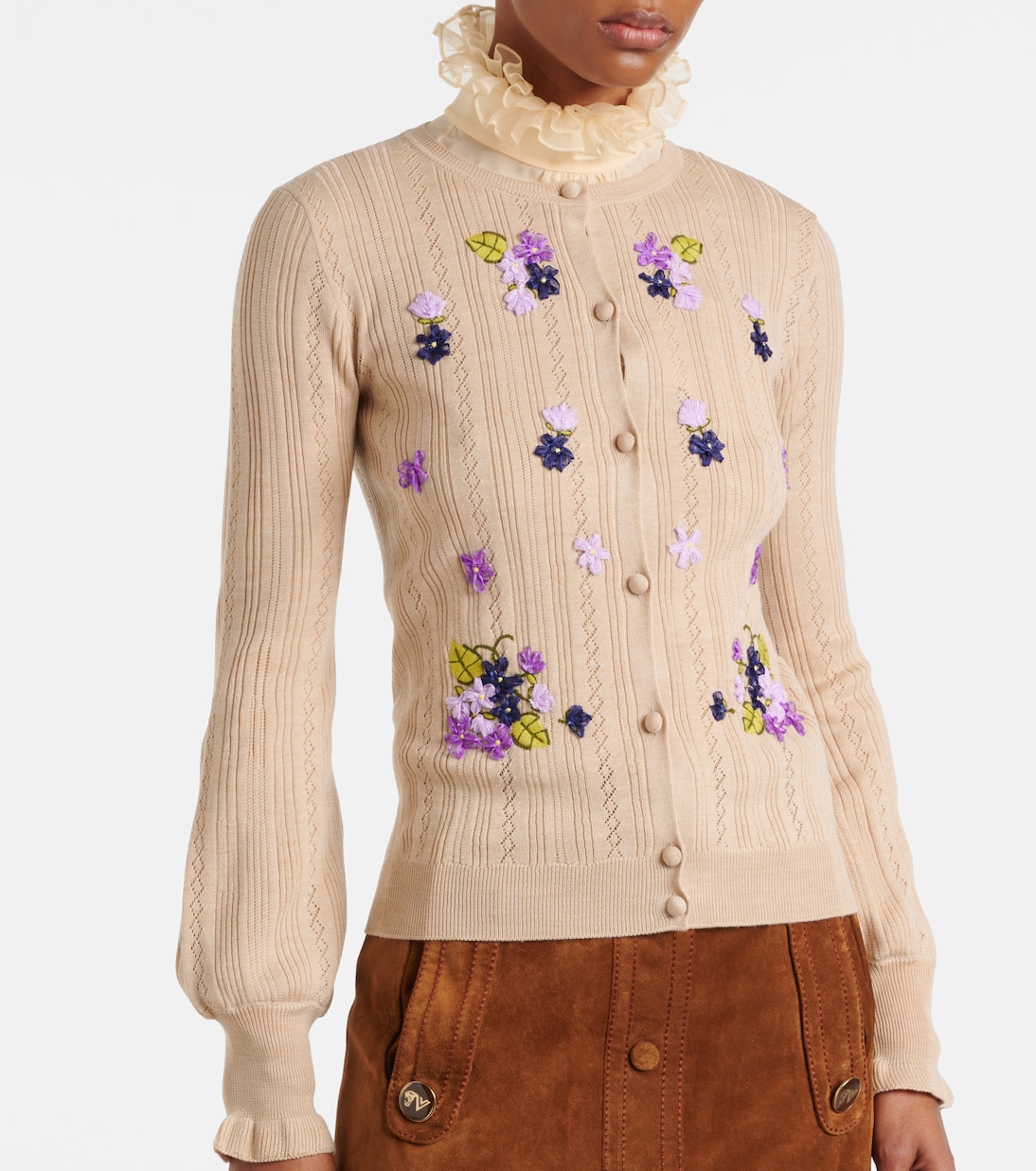Embroidered virgin wool cardigan | Valentino