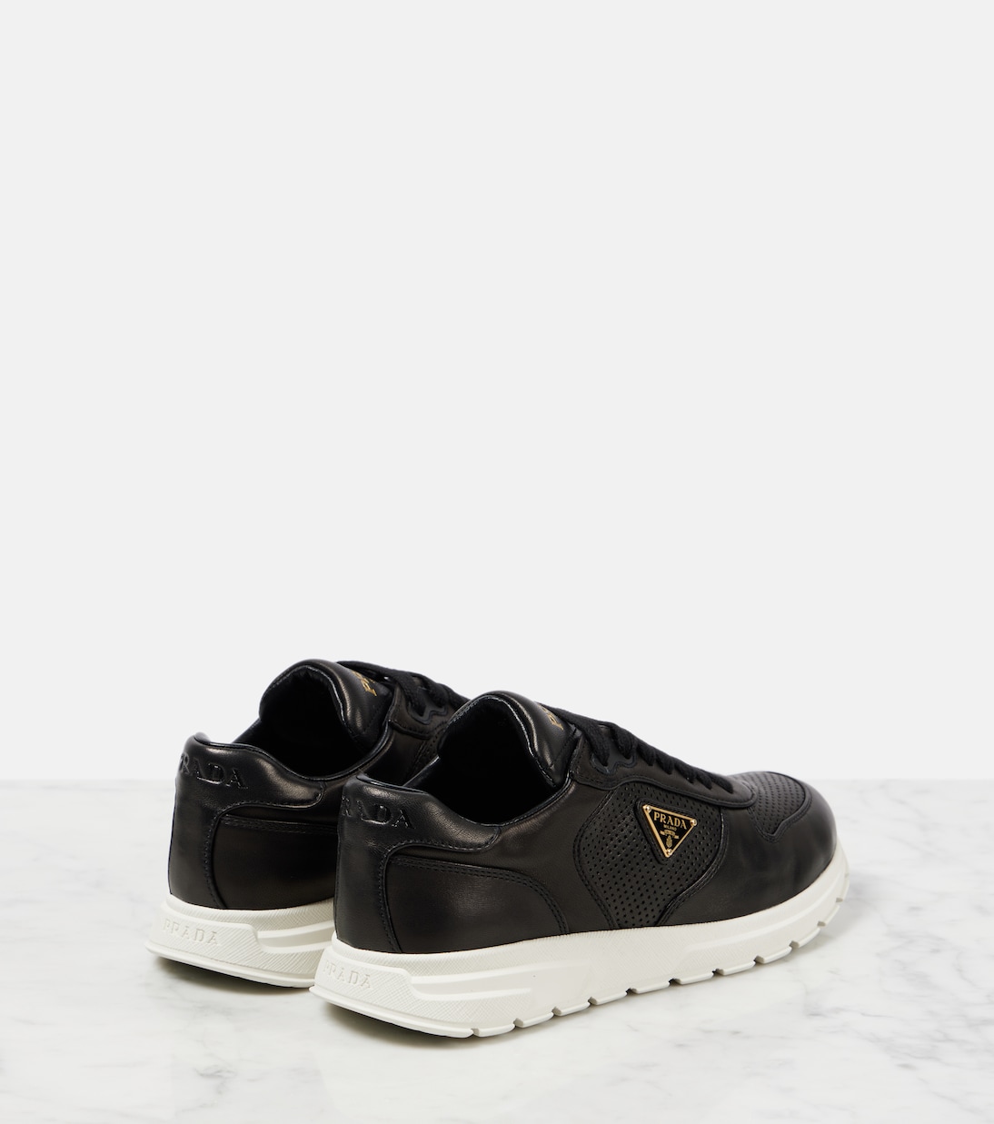 Logo leather sneakers | Prada
