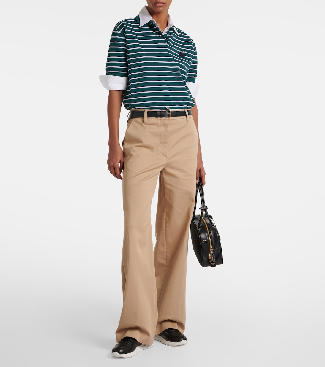 Logo leather sneakers | Prada