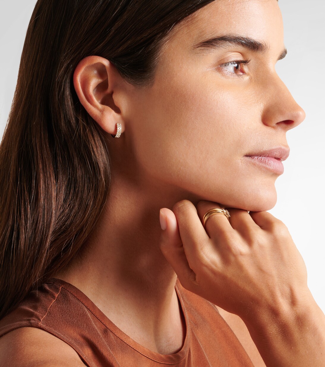 Ohrringe Twin aus 14kt Gelbgold (585/1000) mit Diamanten | Stone and Strand