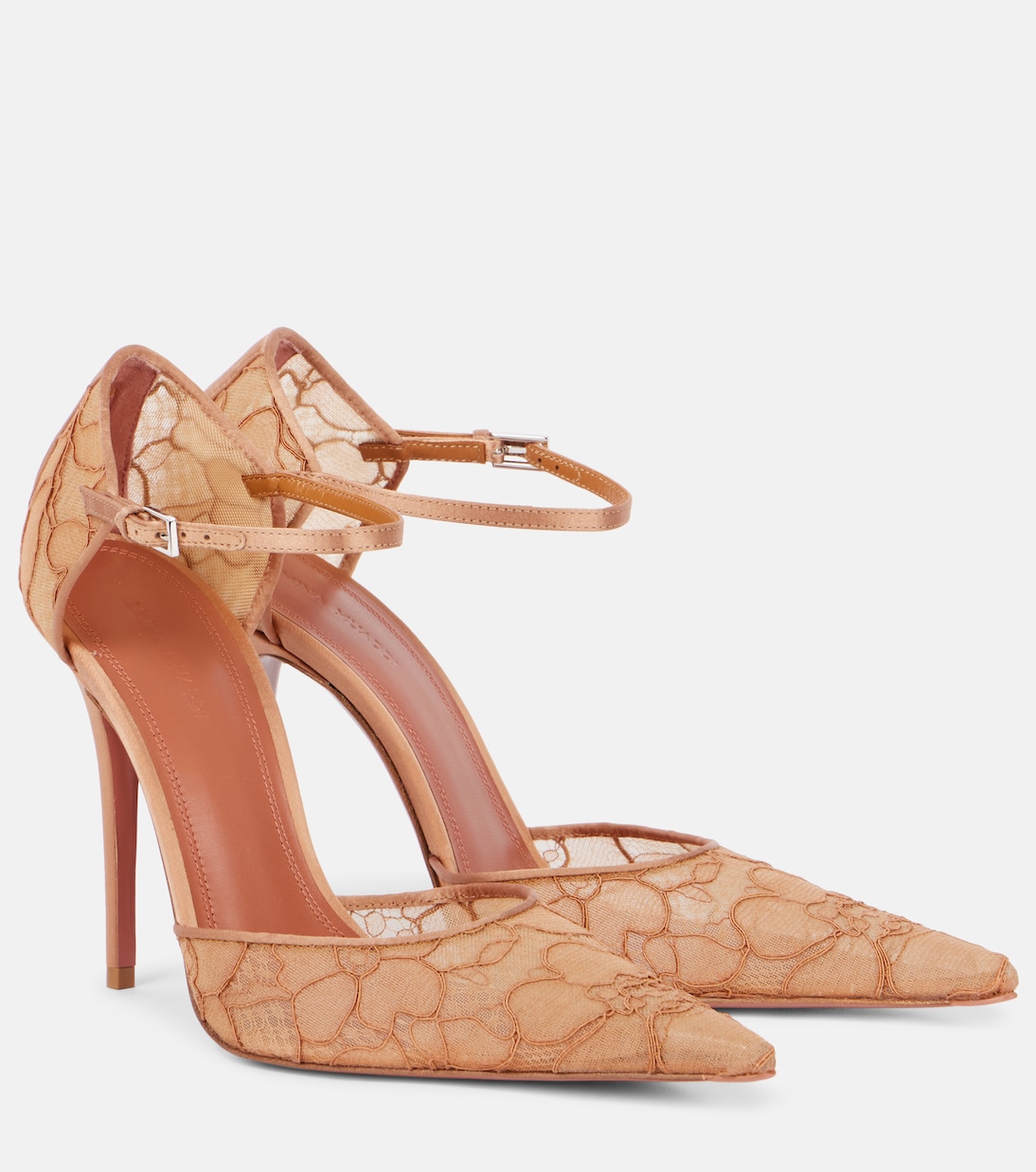 Barbara 105 satin-trimmed lace pumps | Amina Muaddi