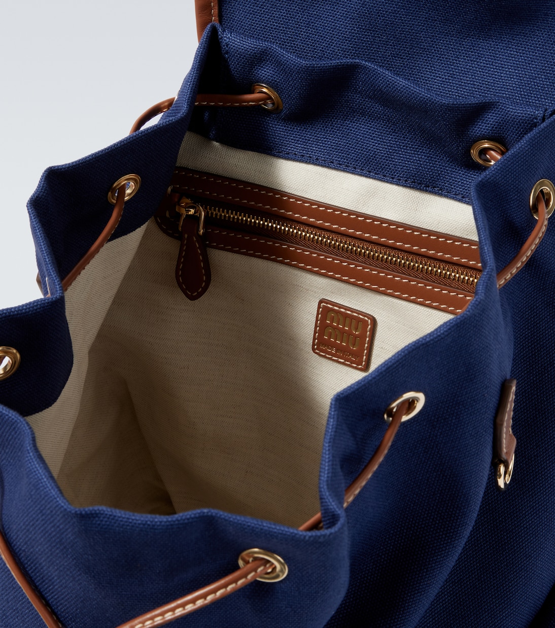 Sac à dos en toile et cuir | Miu Miu