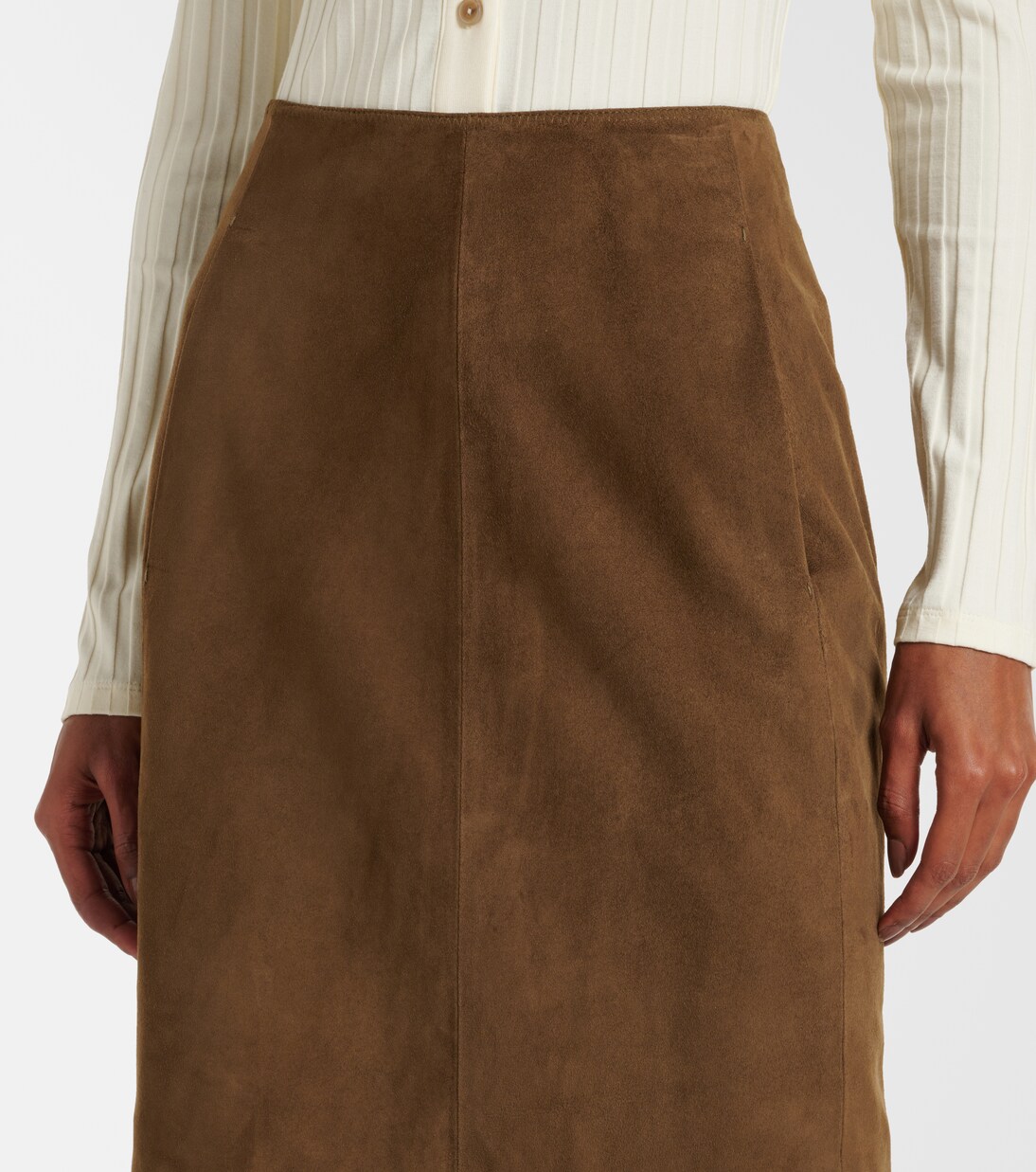Bleistiftrock aus Veloursleder | Vince