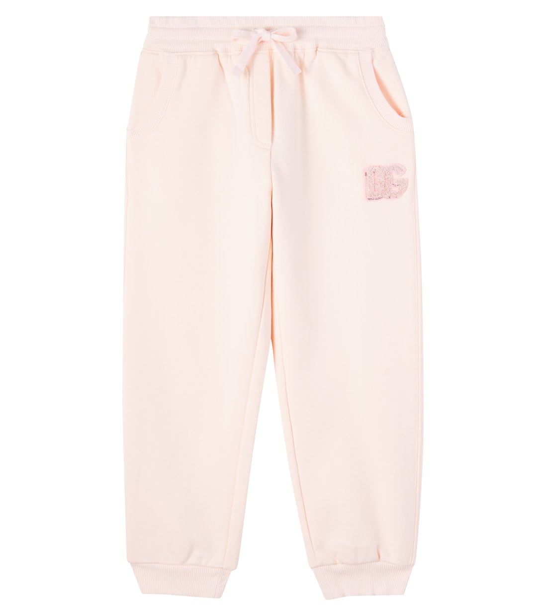 Pantaloni sportivi DG in cotone con paillettes | Dolce&Gabbana Kids