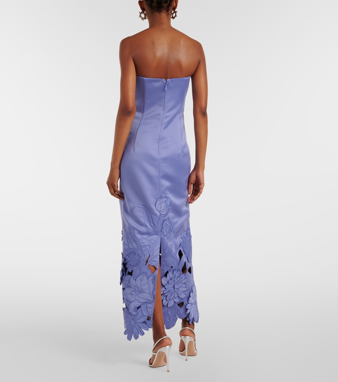 Robe longue Rayna en satin à fleurs | Leo Lin