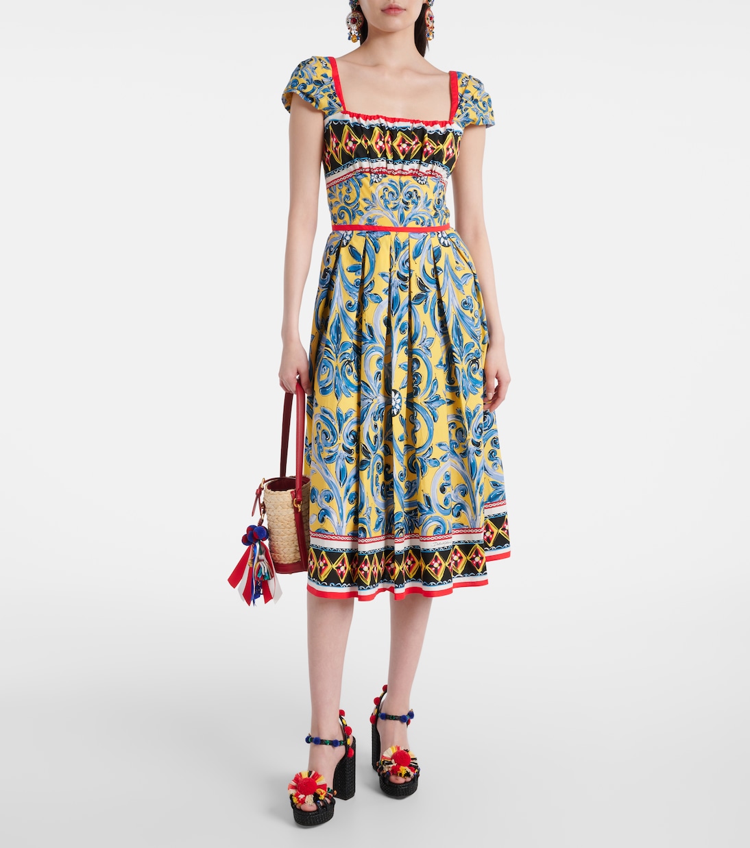 Pleated printed midi dress | Dolce&Gabbana