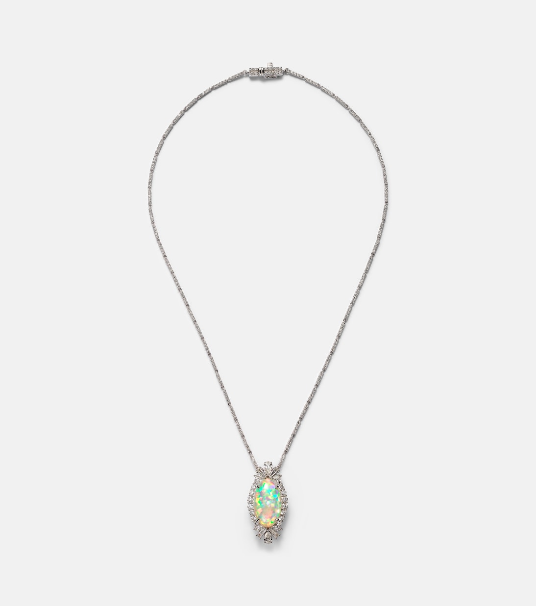 Reign Supreme 18kt white gold pendant necklace with diamonds and opal | Yeprem