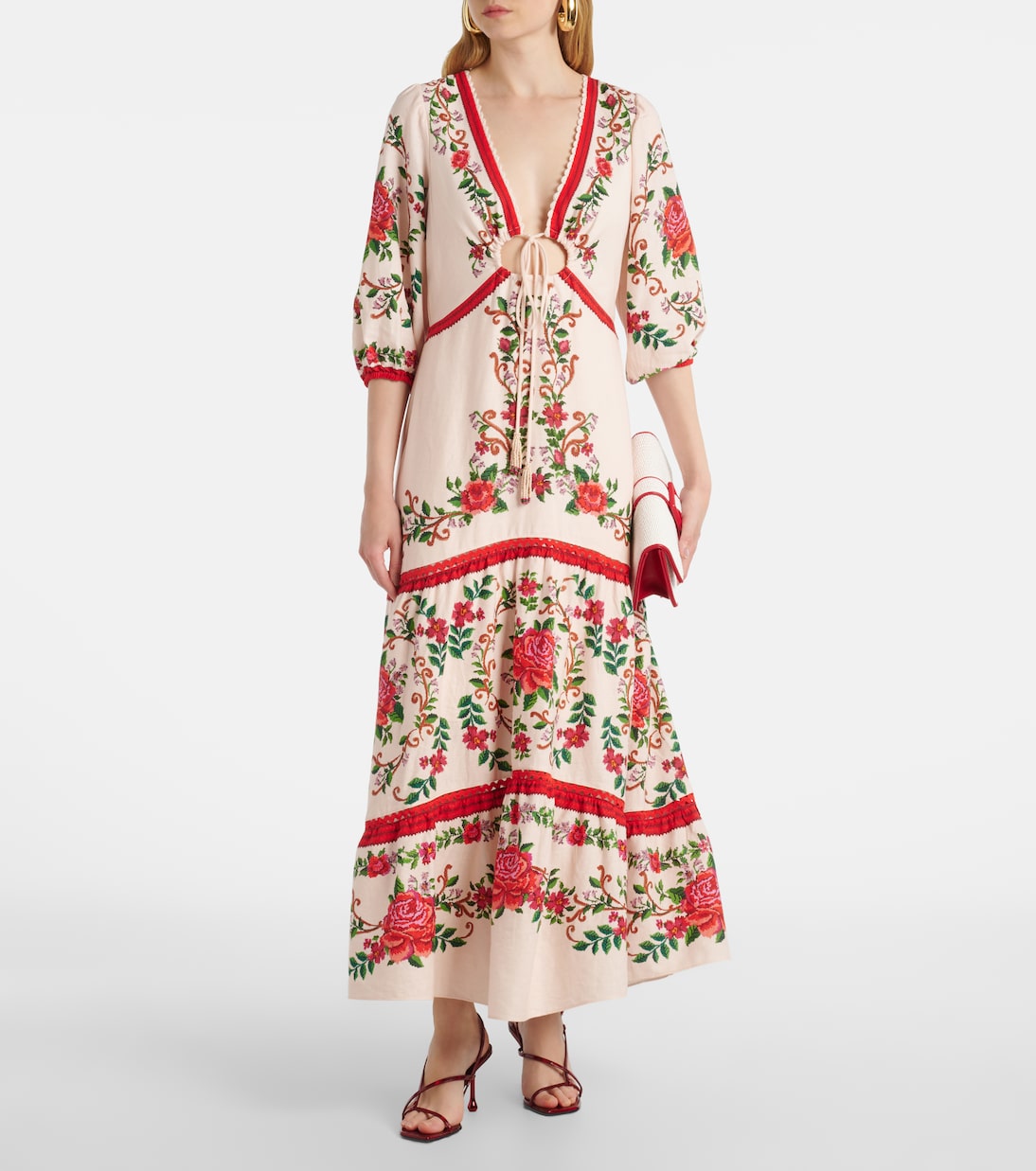 Robe longue en lin mélangé à fleurs | Farm Rio