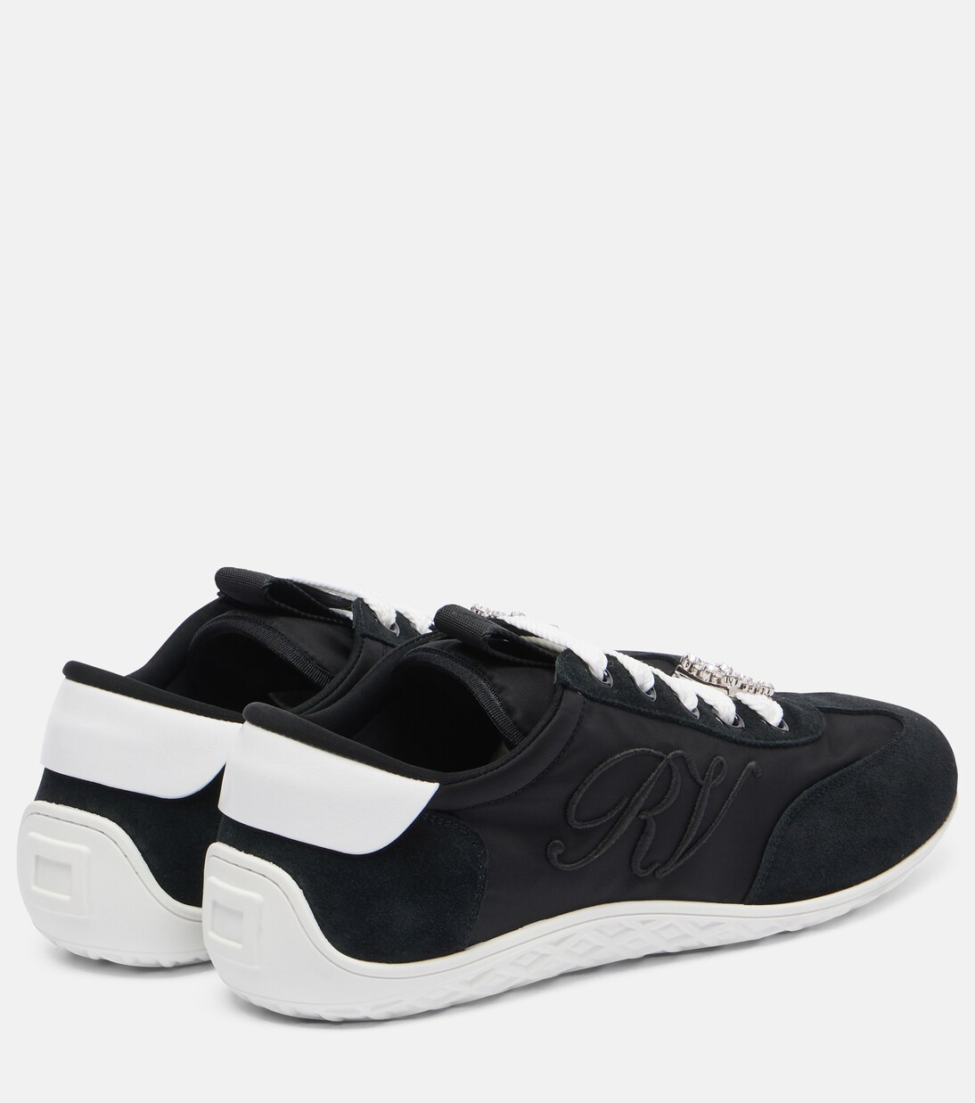 Viv Low suede-trimmed satin sneakers | Roger Vivier