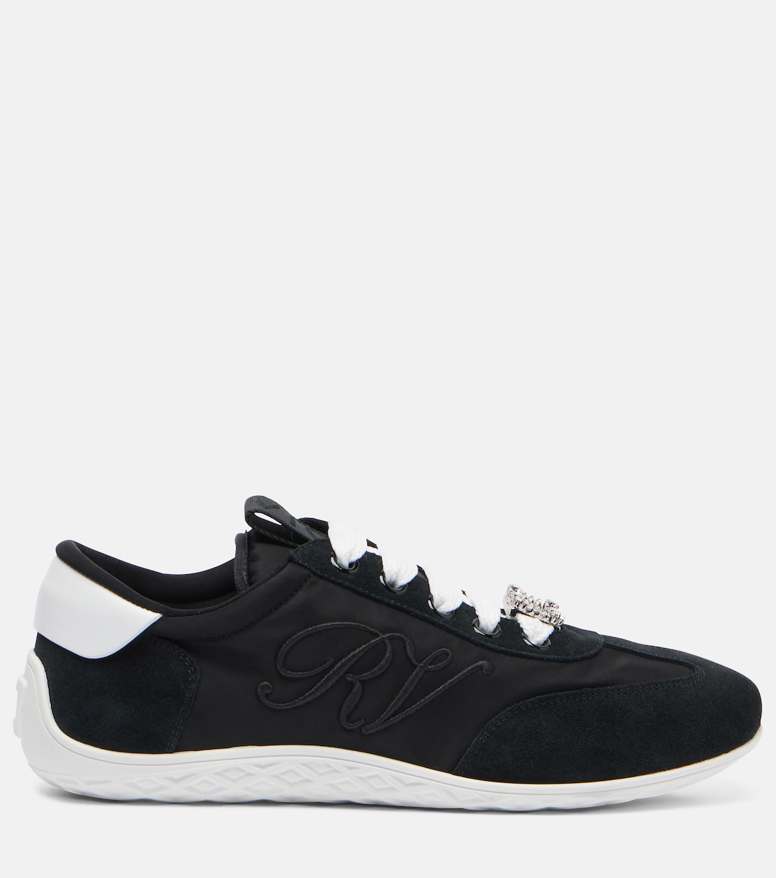 Viv Low suede-trimmed satin sneakers | Roger Vivier