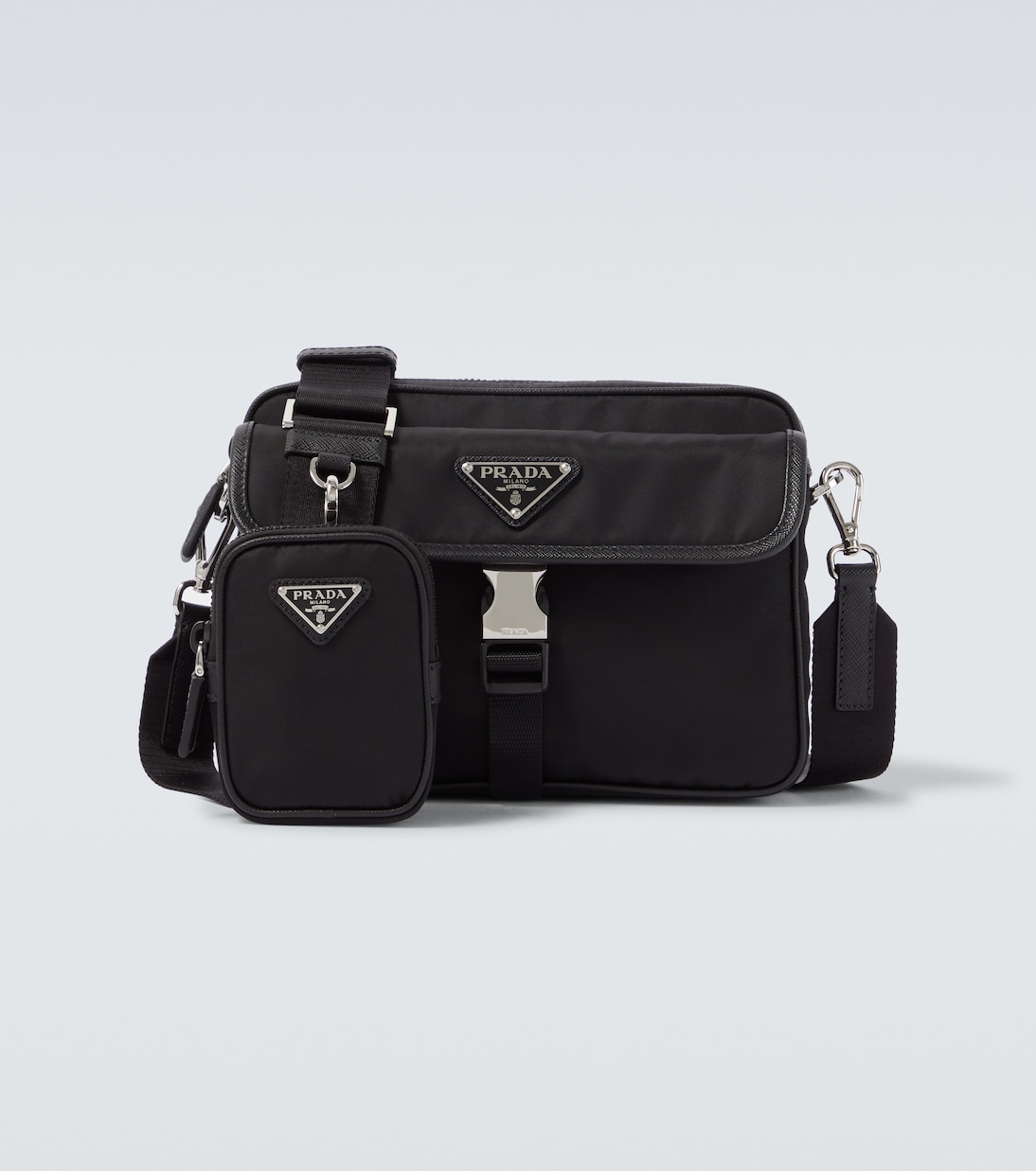 Re-Nylon leather-trimmed shoulder bag | Prada