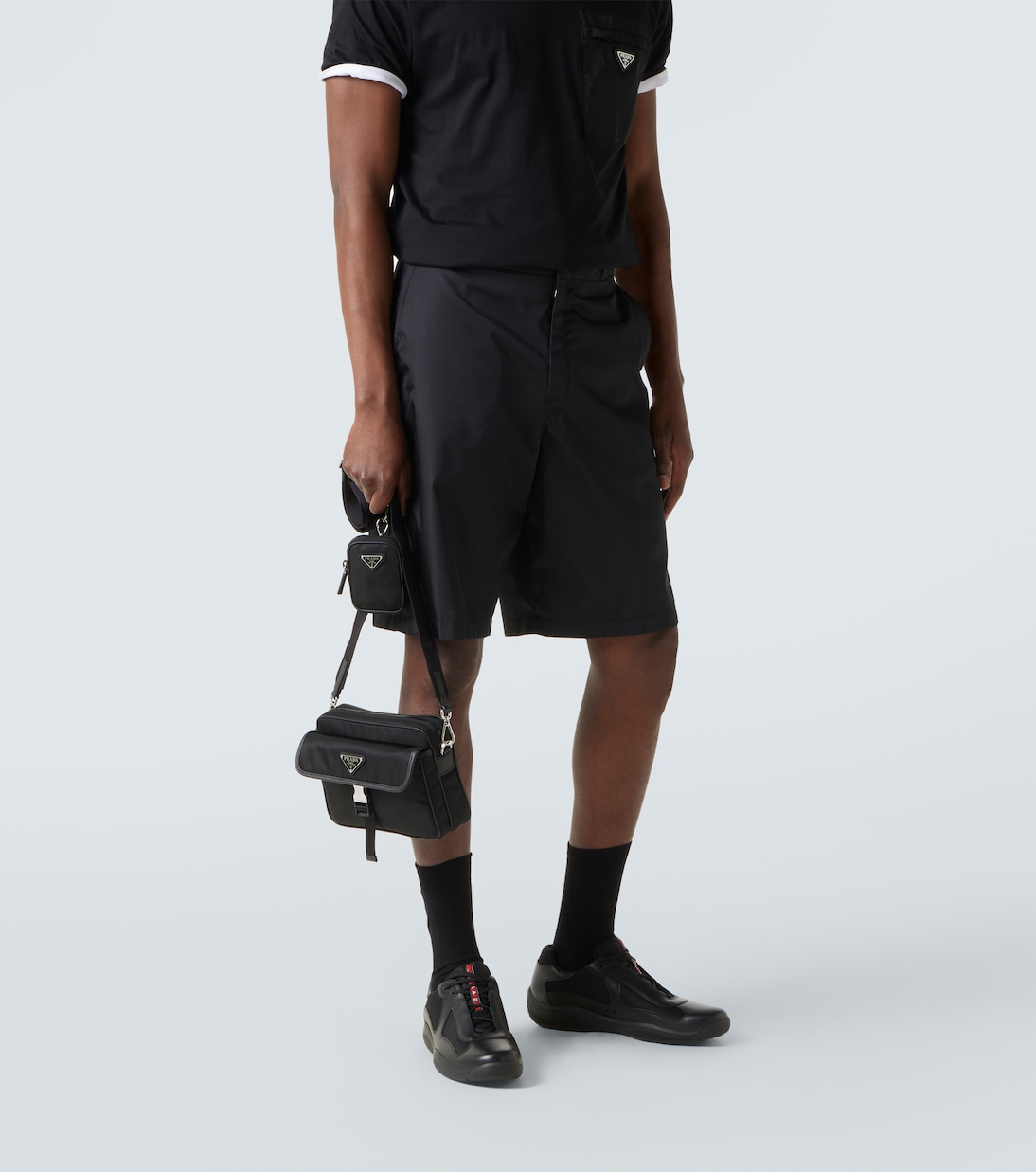 Re-Nylon leather-trimmed shoulder bag | Prada