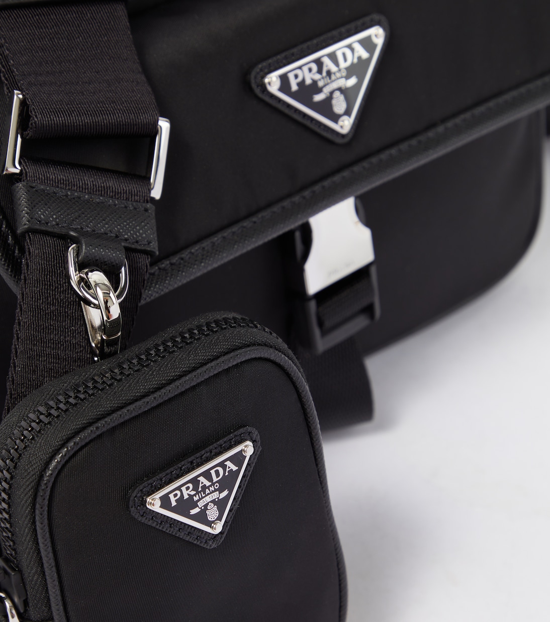 Re-Nylon leather-trimmed shoulder bag | Prada