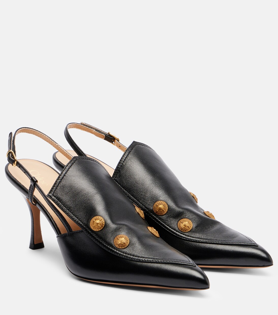 Agnes embellished leather slingback pumps | Chloé