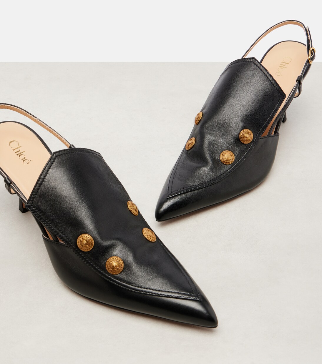 Agnes embellished leather slingback pumps | Chloé