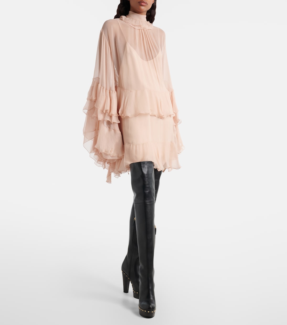 Ruffled silk muslin minidress | Chloé