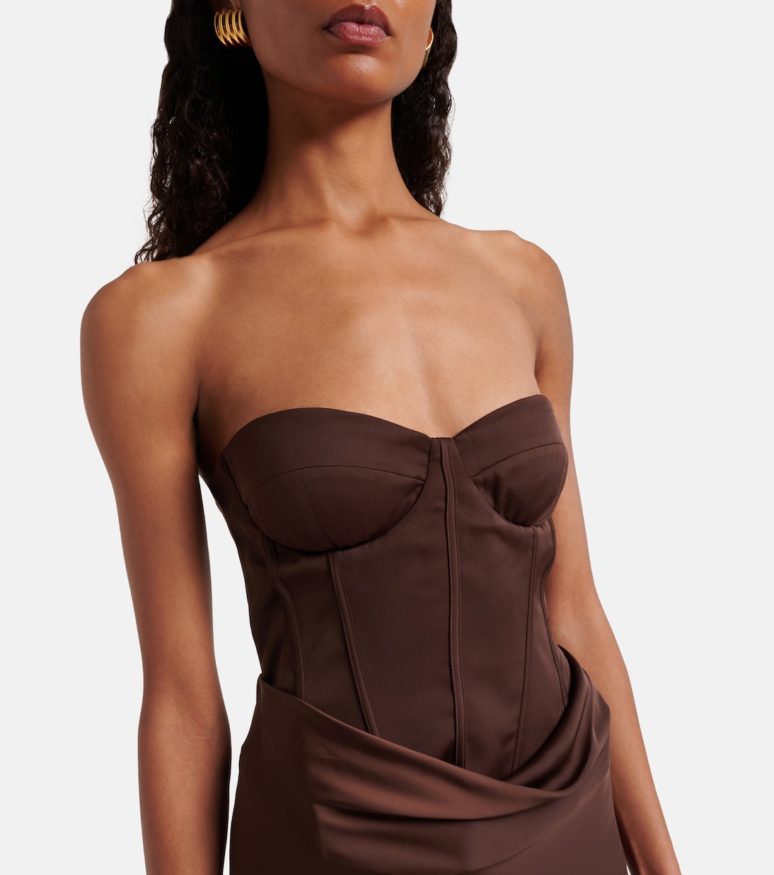 Bustier-Robe aus Satin | Rotate
