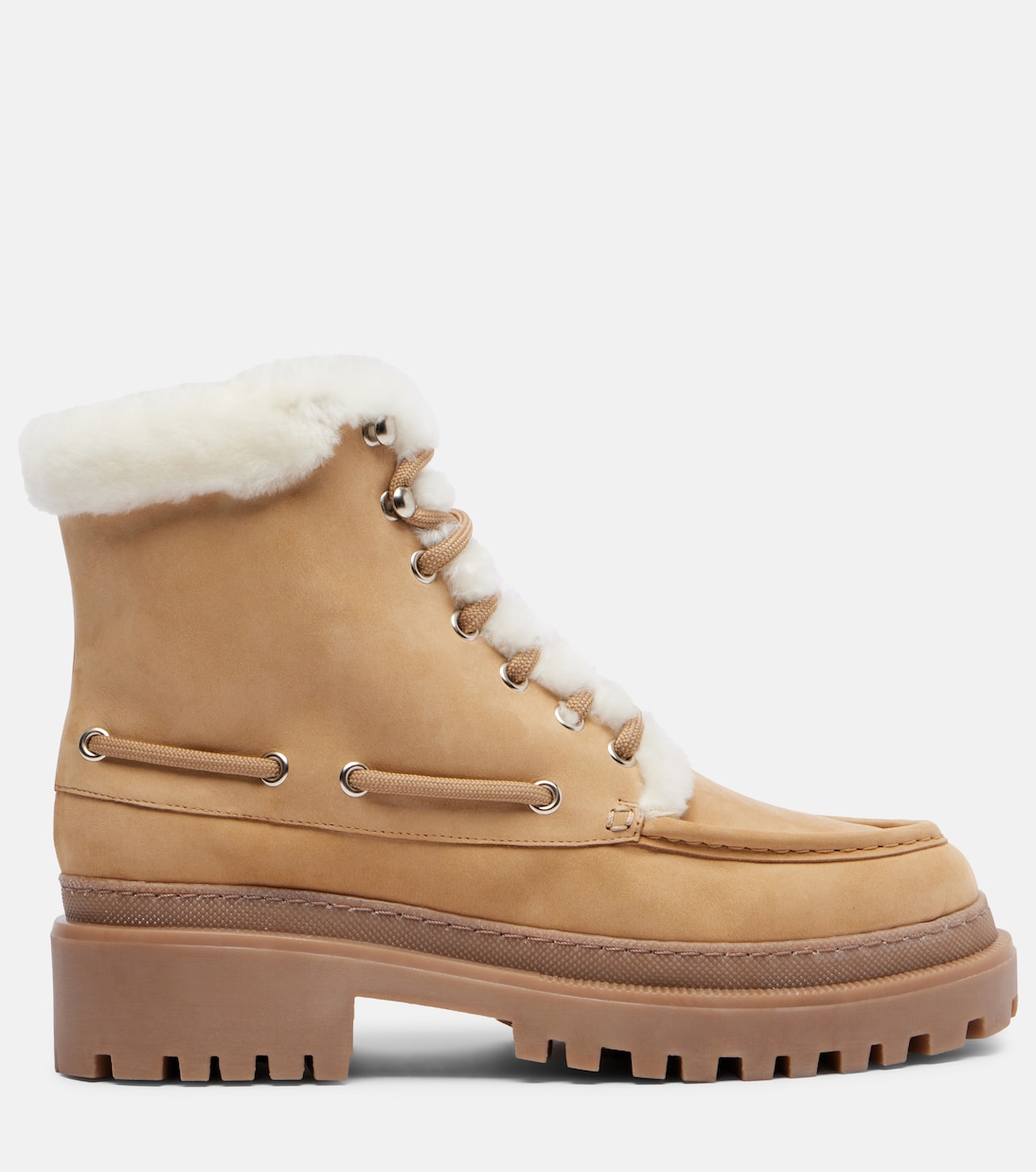 Shearling-lined suede lace-up boots | Yves Salomon