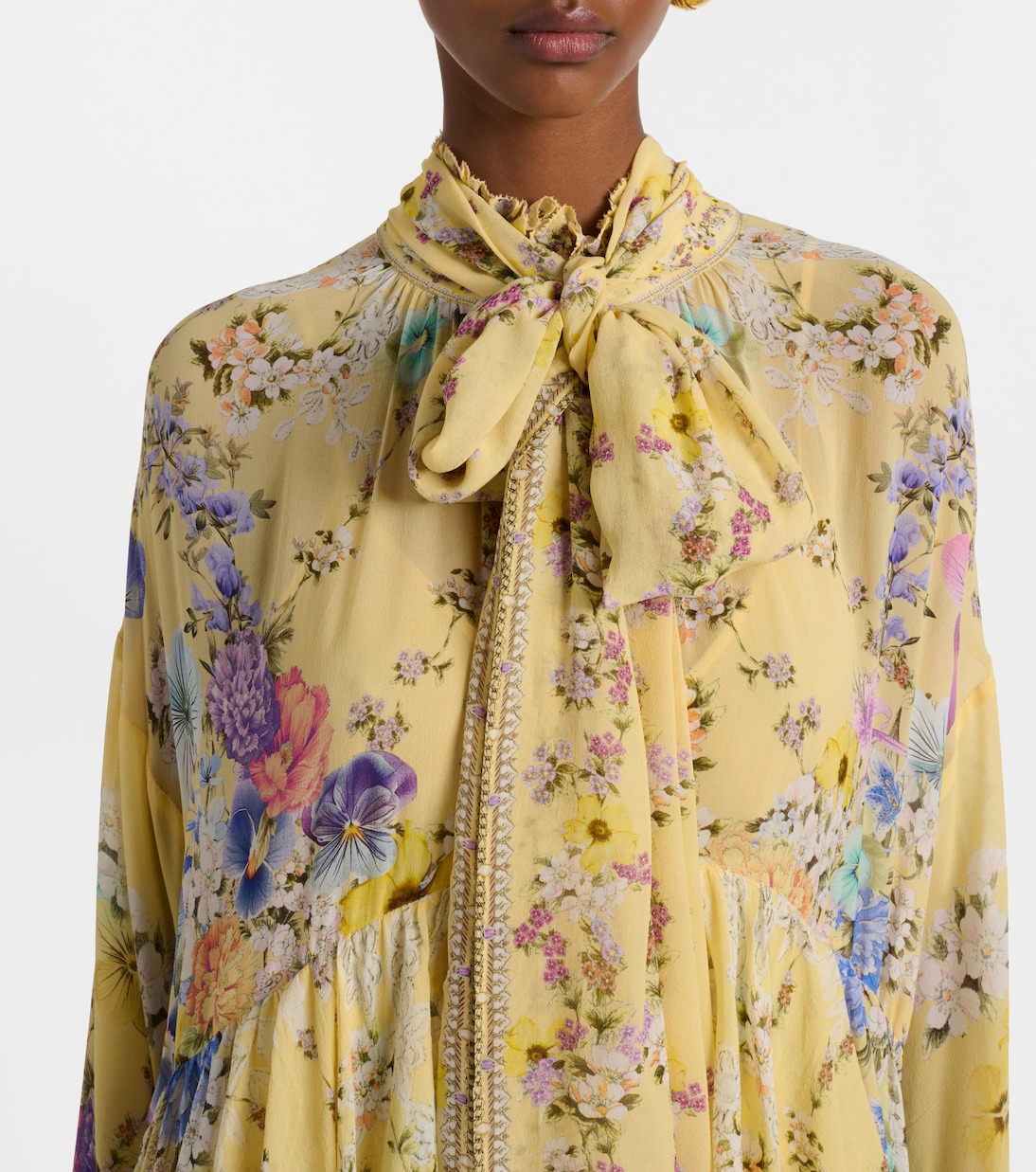 Embellished asymmetric silk georgette maxi dress | Camilla