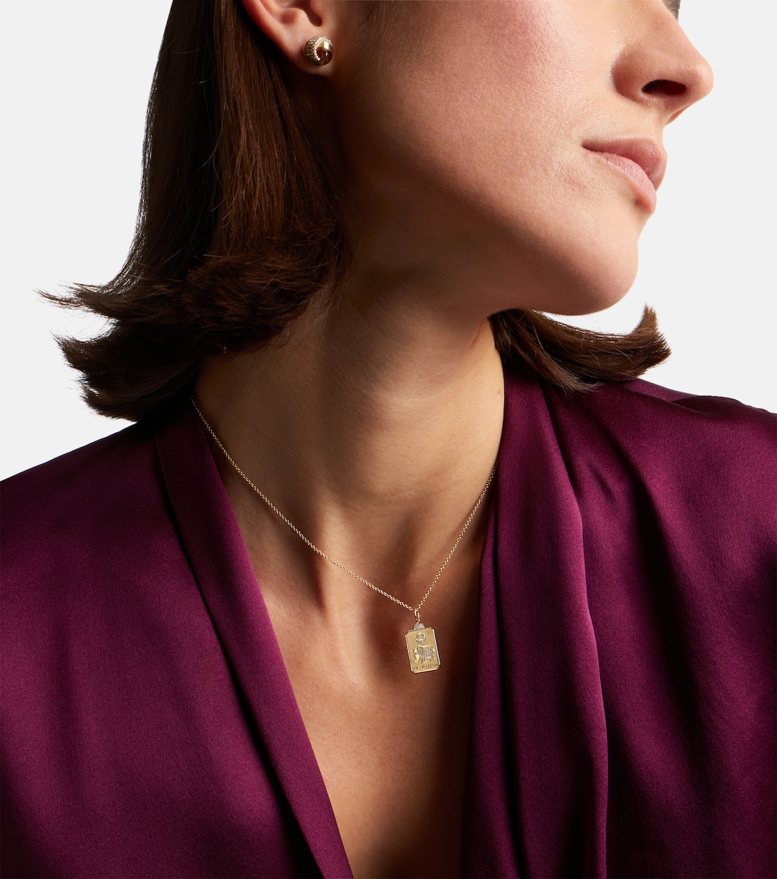 The Elephant Tarot Card 14kt gold pendant necklace with diamonds | Sydney Evan
