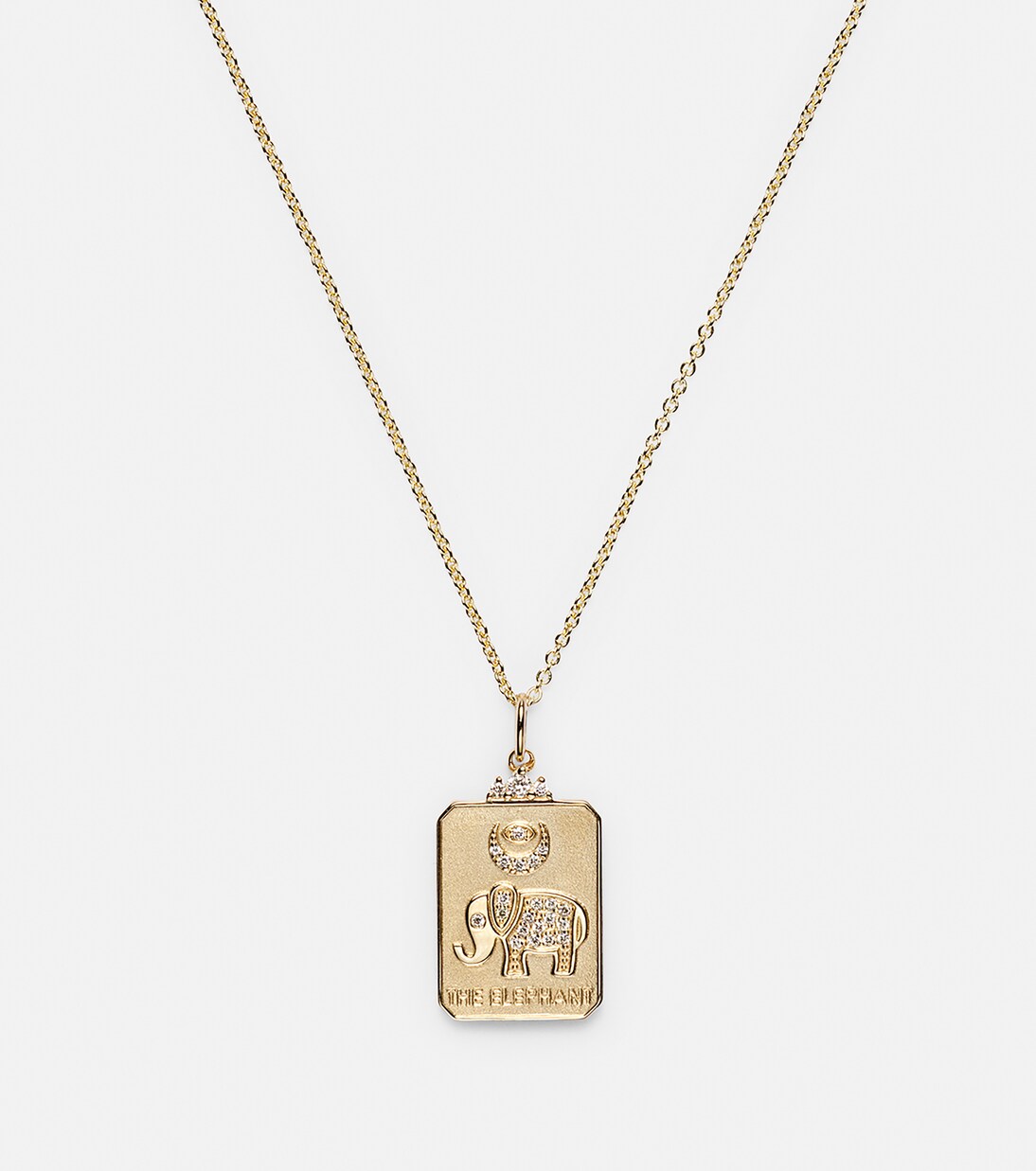 The Elephant Tarot Card 14kt gold pendant necklace with diamonds | Sydney Evan