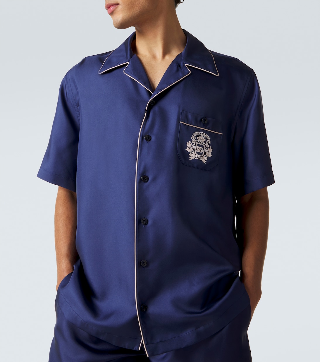 Logo silk satin bowling shirt | Dolce&Gabbana