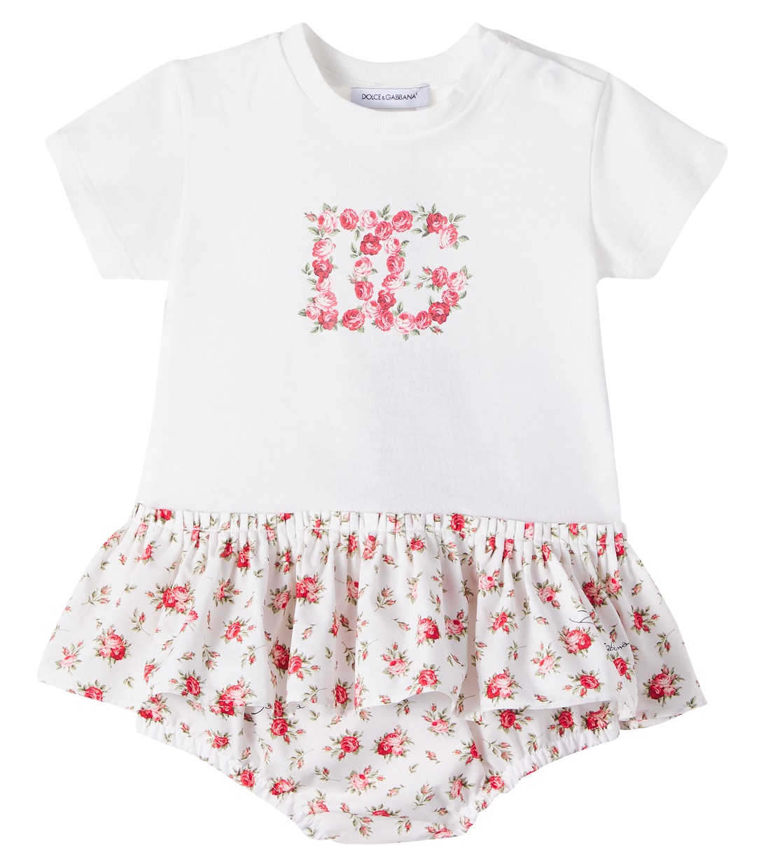 Bébé – Ensemble robe et culotte bloomer DG en coton | Dolce&Gabbana Kids