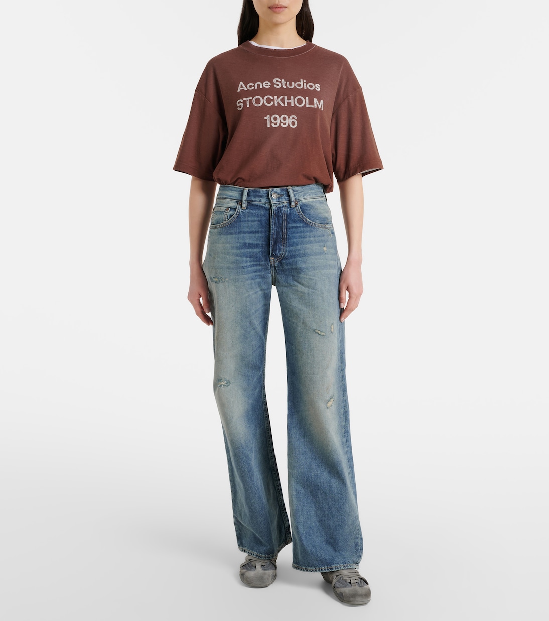 Jeans anchos 2021F con efecto desgastado | Acne Studios