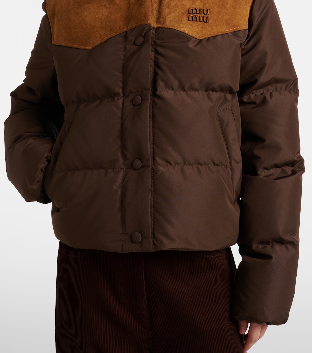 Daunenjacke mit Veloursleder | Miu Miu