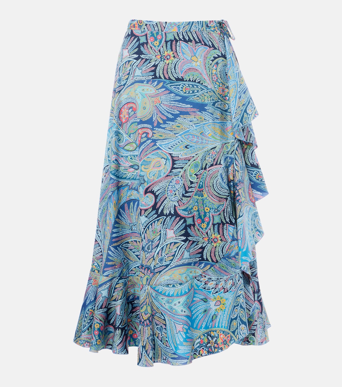 Paisley ruffled cotton-blend midi skirt | Etro
