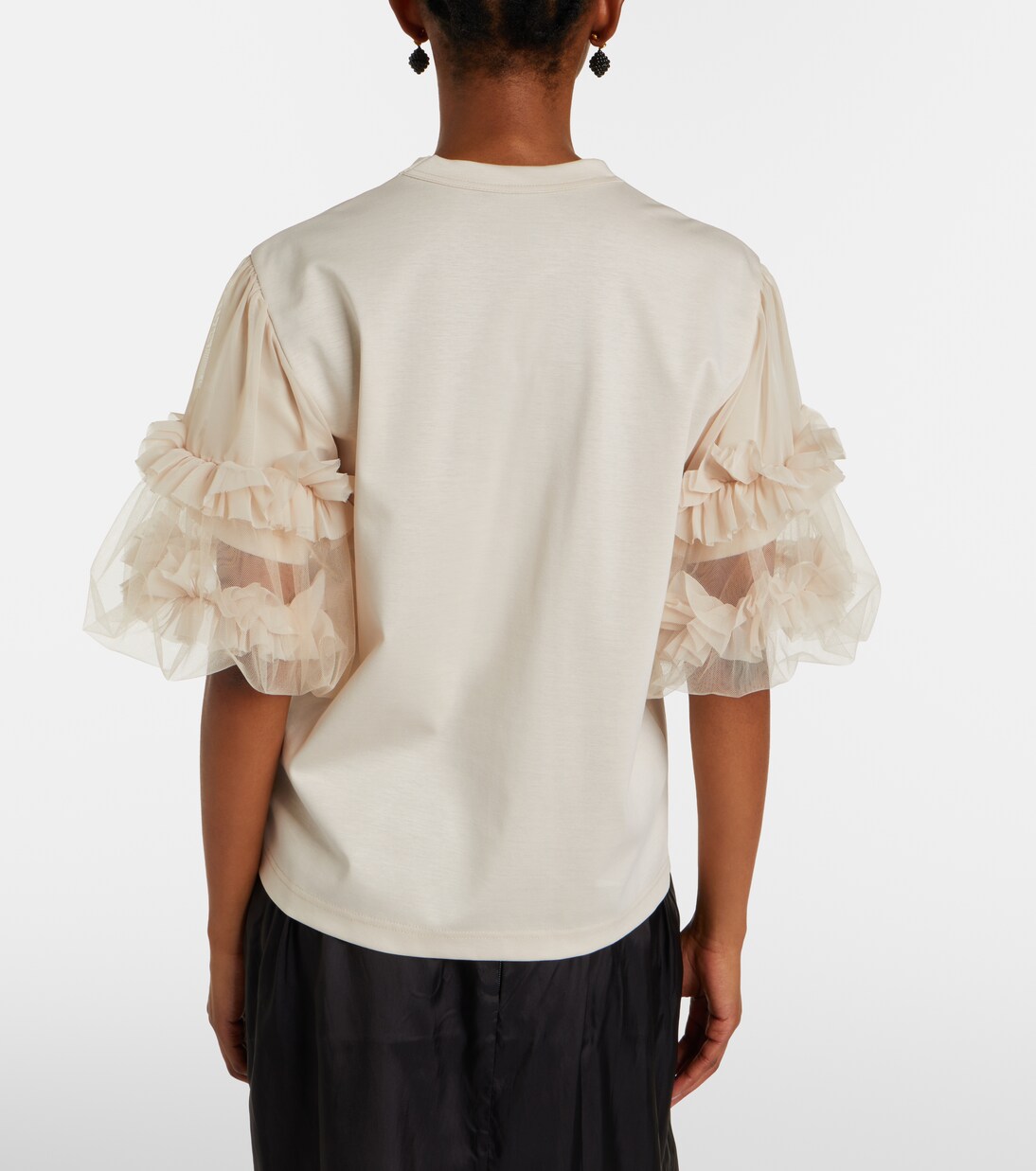 Camiseta de algodón con tul | Noir Kei Ninomiya