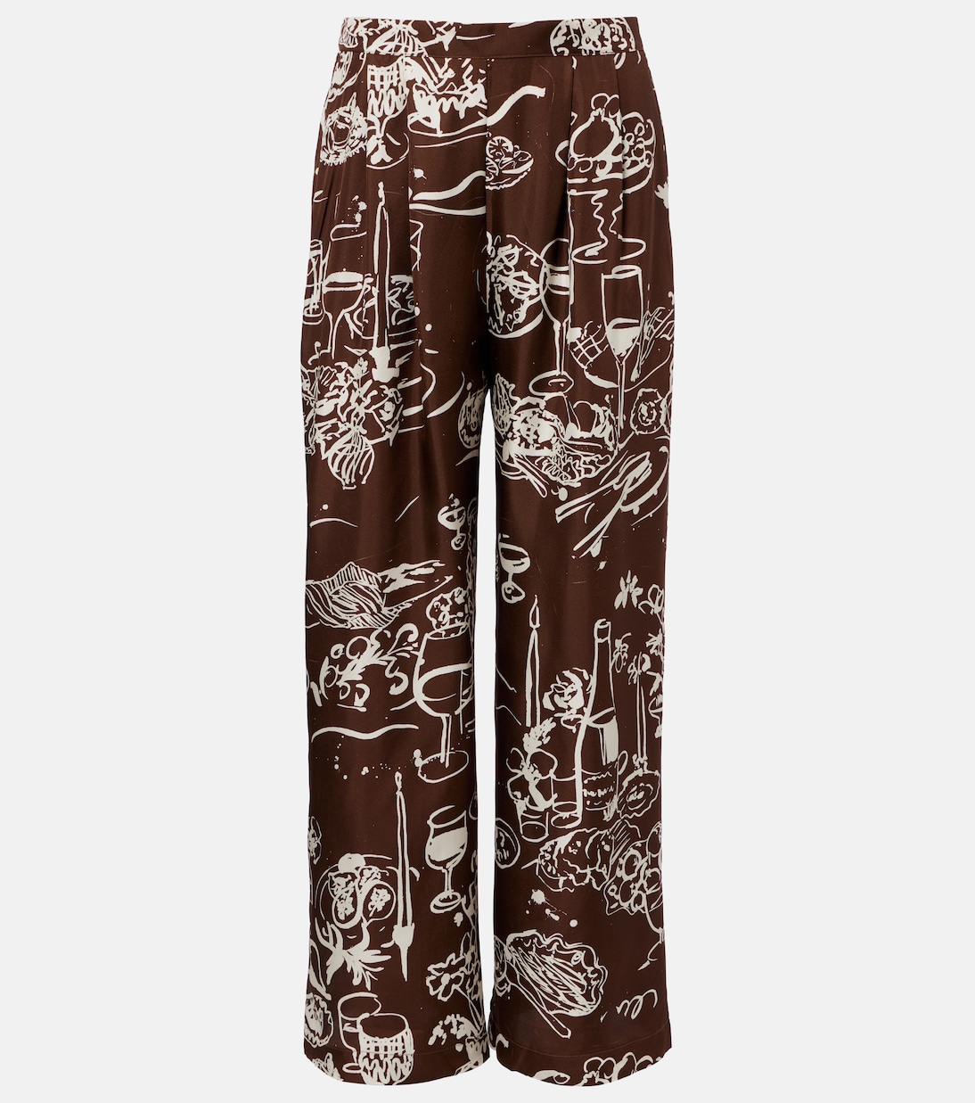 Isola printed silk twill wide-leg pants | Asceno