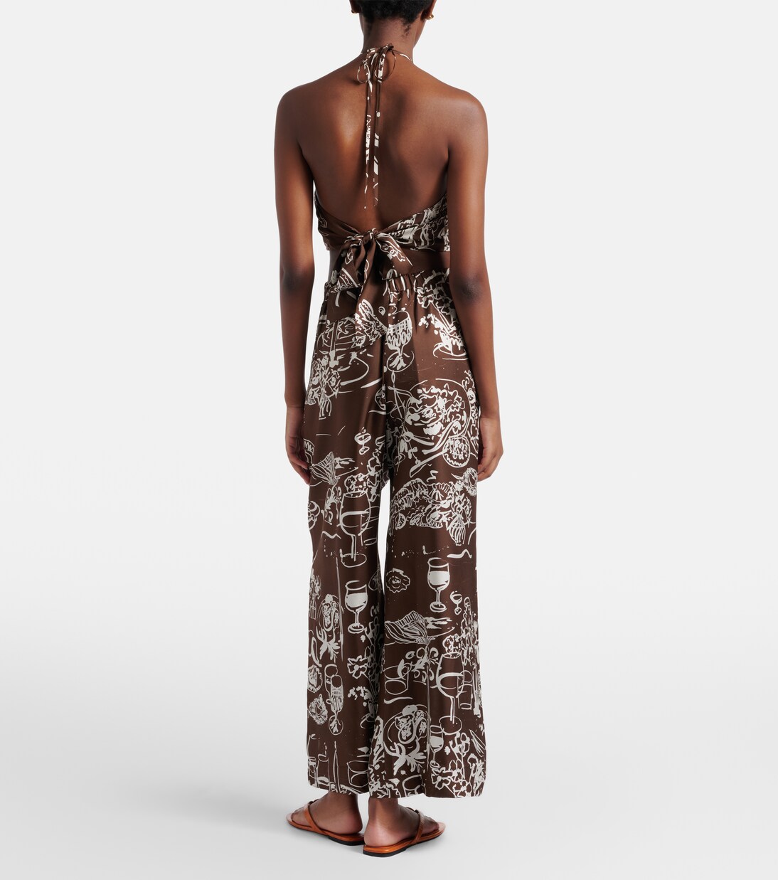 Isola printed silk twill wide-leg pants | Asceno