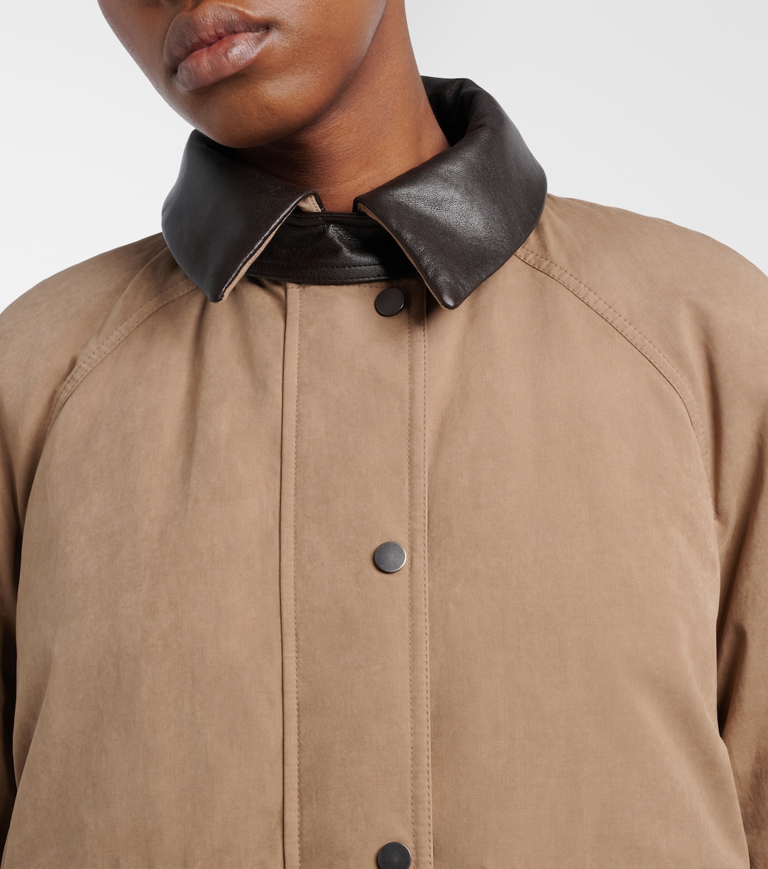 Leather-trimmed padded jacket | Brunello Cucinelli