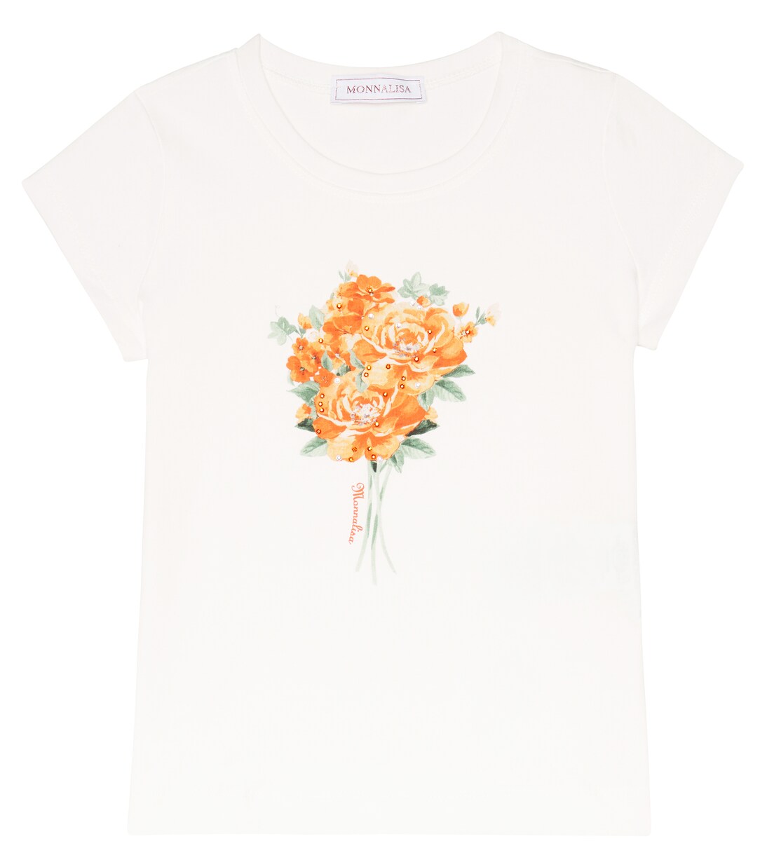 Embellished floral jersey T-shirt | Monnalisa