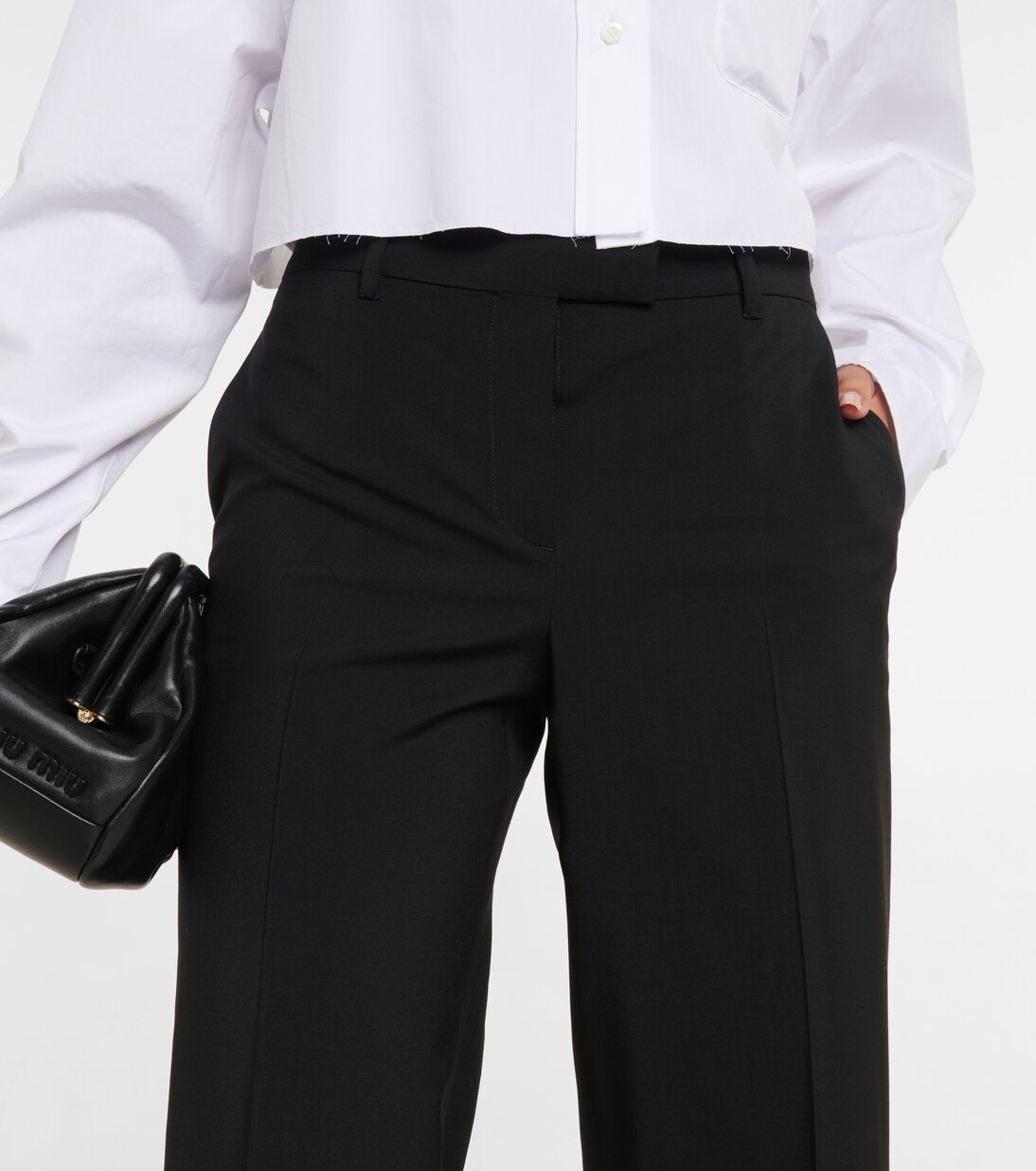 Mid-rise straight wool-blend pants | Miu Miu