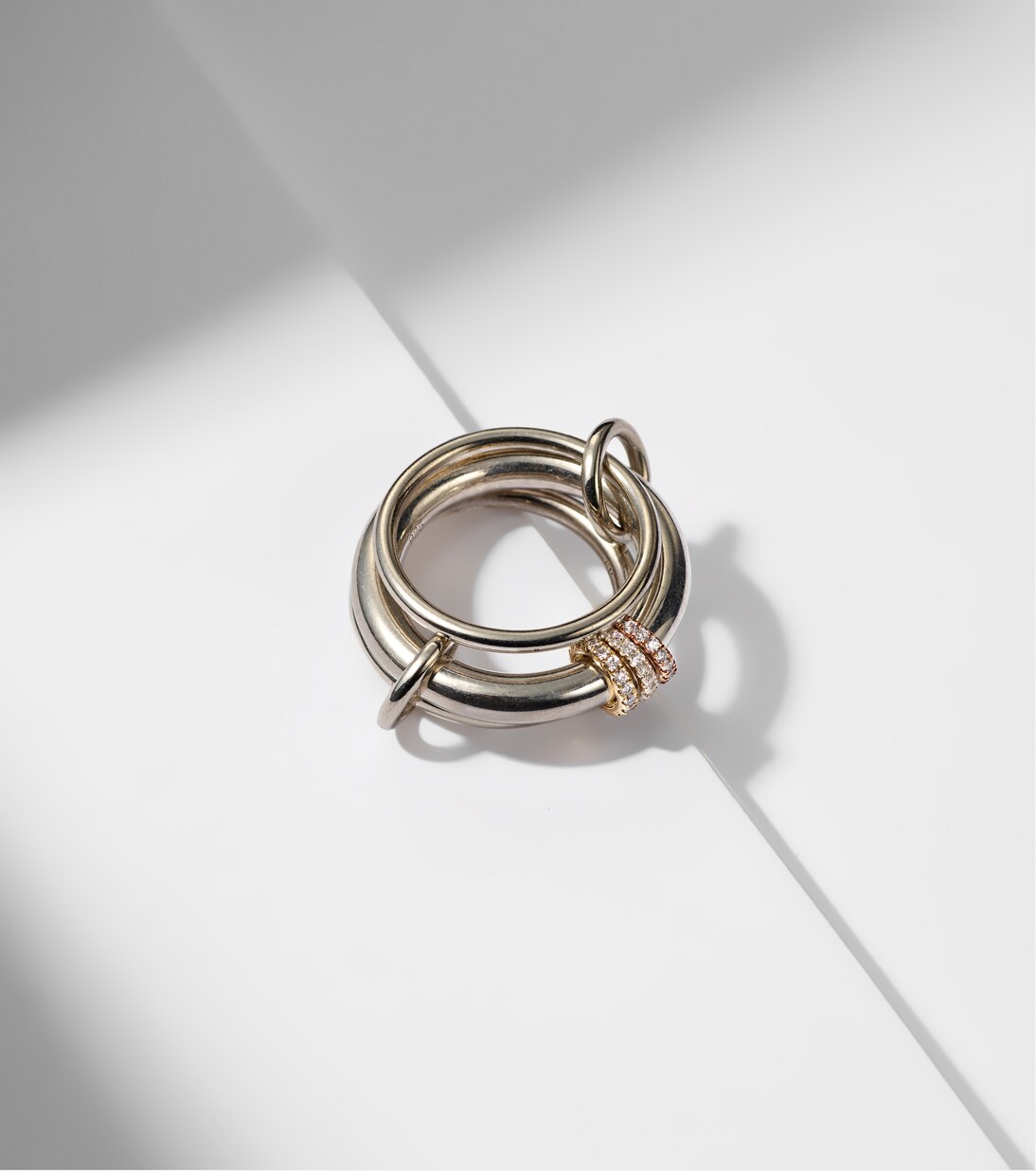 Gemini sterling silver ring with white diamonds | Spinelli Kilcollin