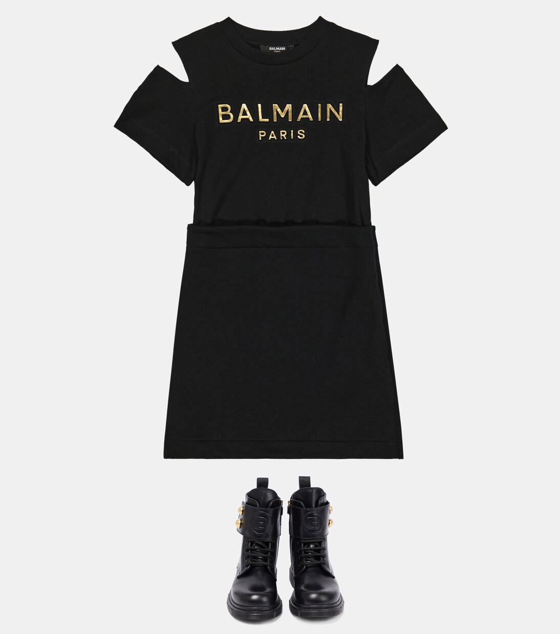 Robe t-shirt en coton à logo | Balmain Kids