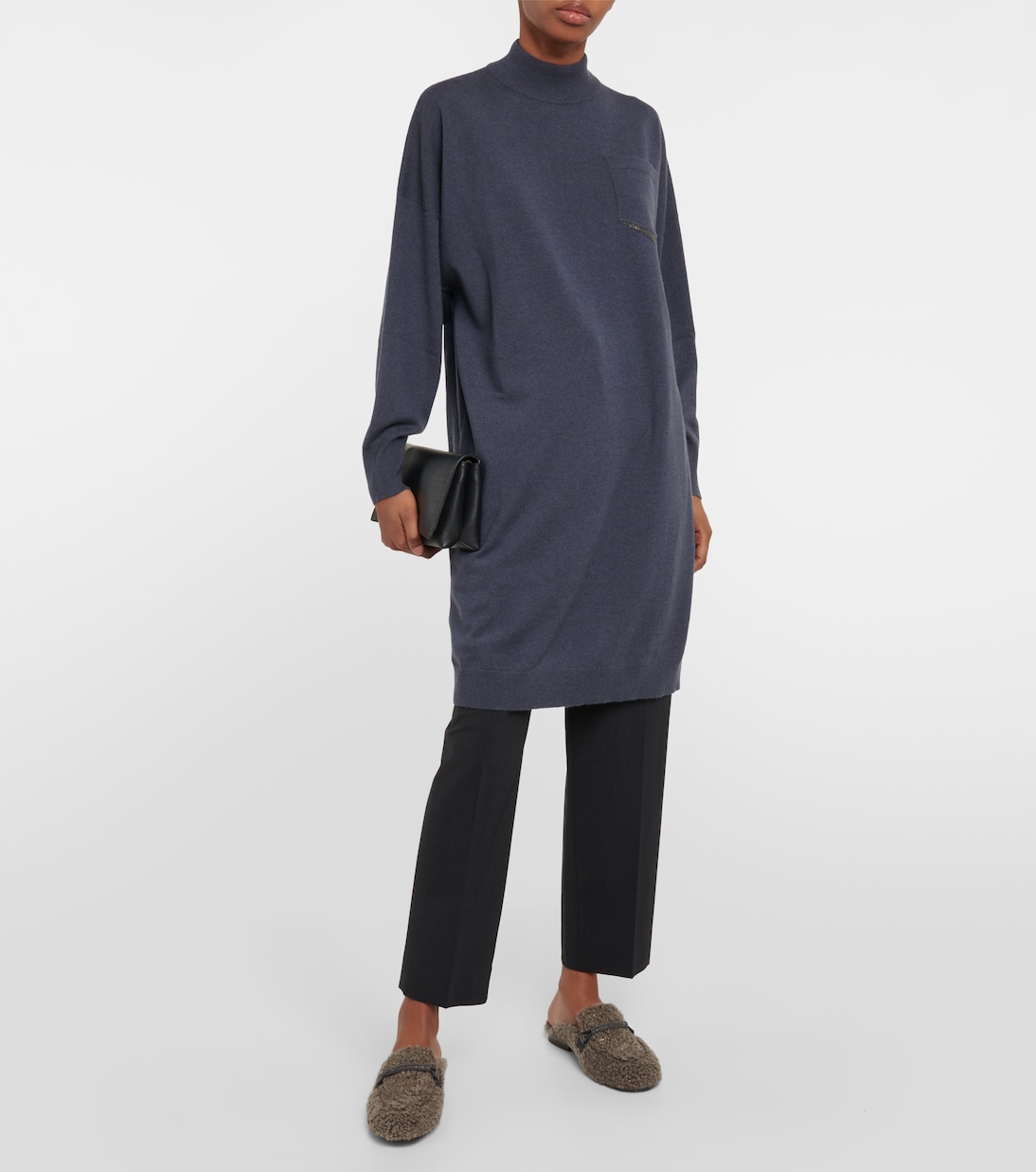 Embellished cashmere sweater dress | Brunello Cucinelli