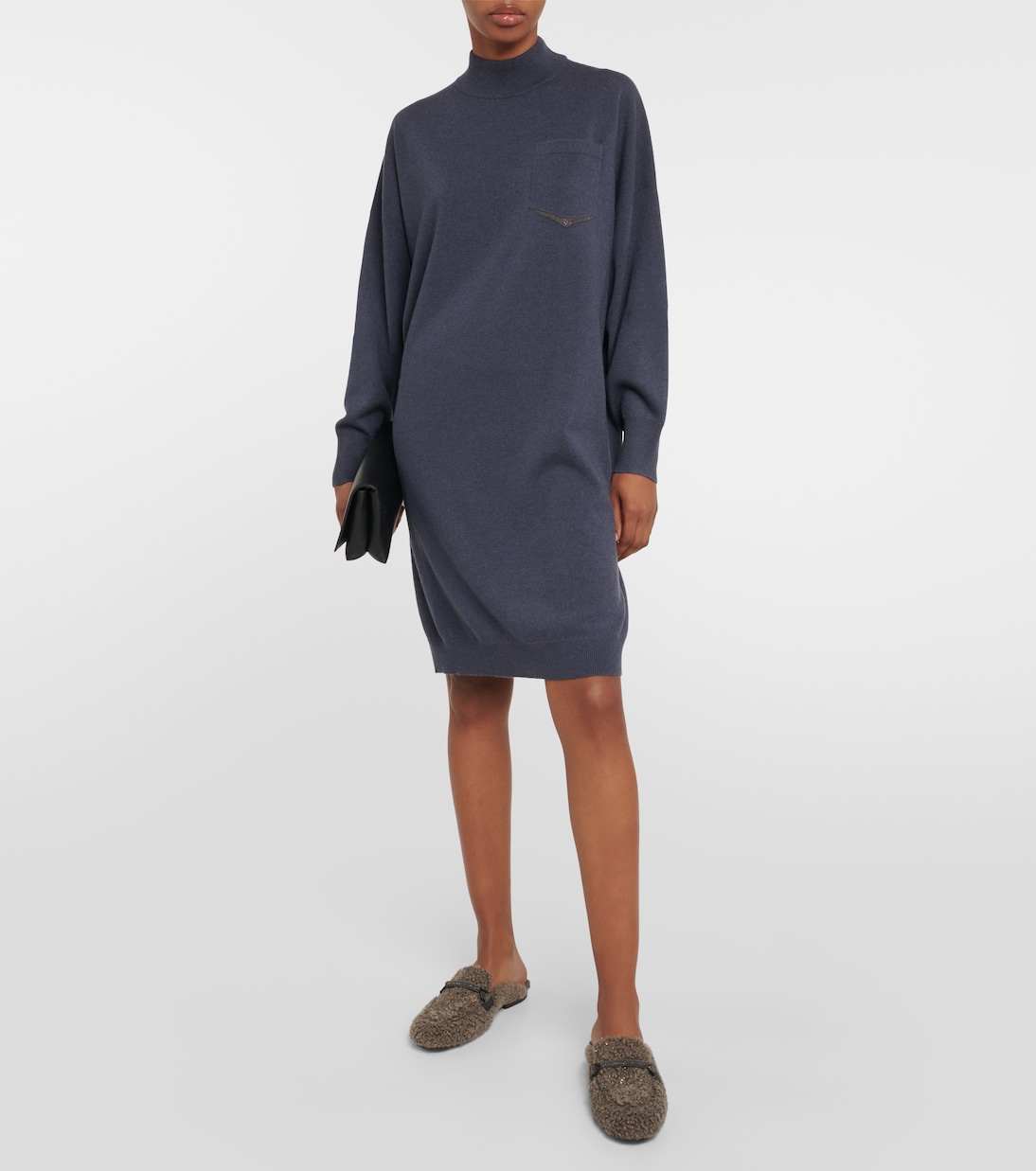 Embellished cashmere sweater dress | Brunello Cucinelli